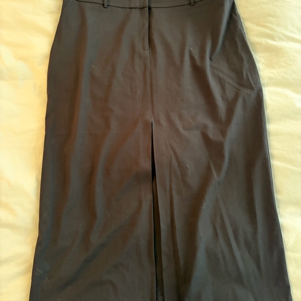 Reitmans Black Pencil Midi Skirt with Center Front Slit